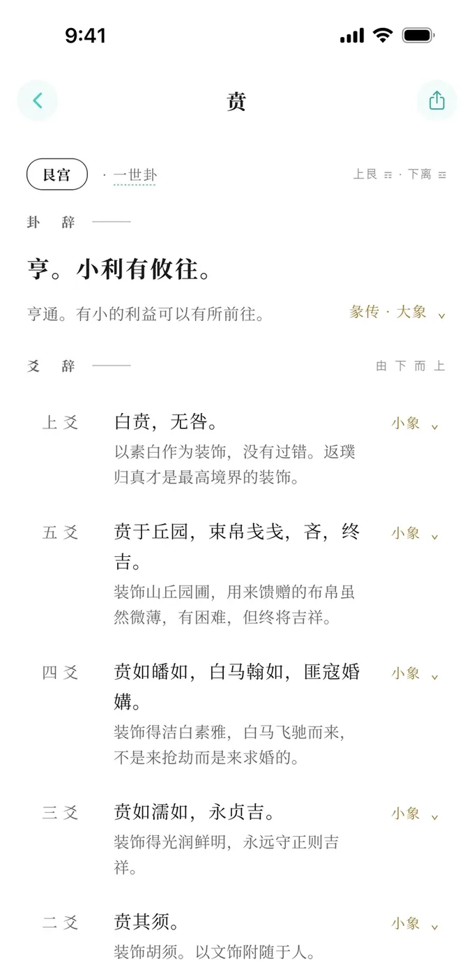 单卦页：贲卦的原文与白话